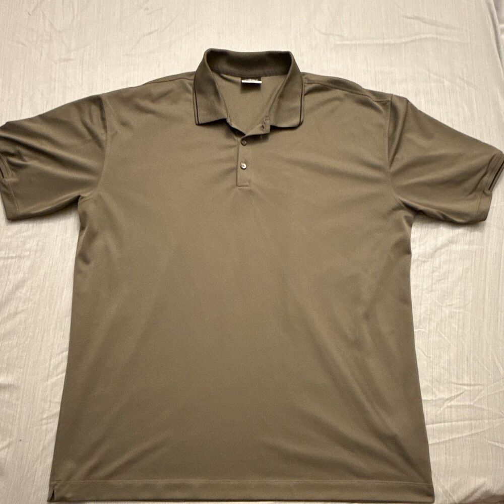 Nike Golf FIT DRY Men XXL Brown Solid Short Sleeve Polo Shirt Breathable Preppy